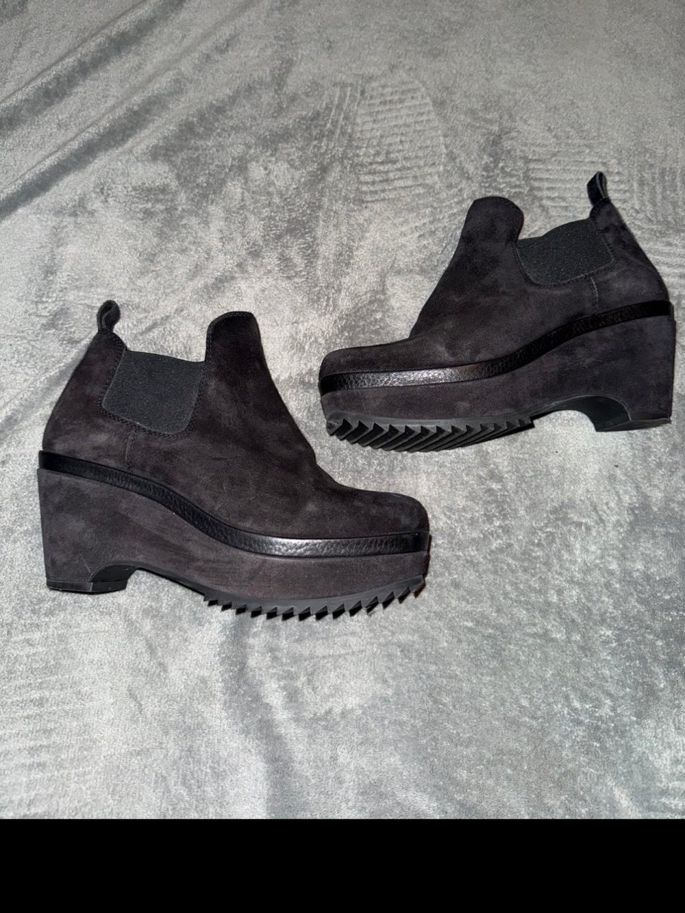 Pedro Garcia Black Suede Platform Chelsea Booties
